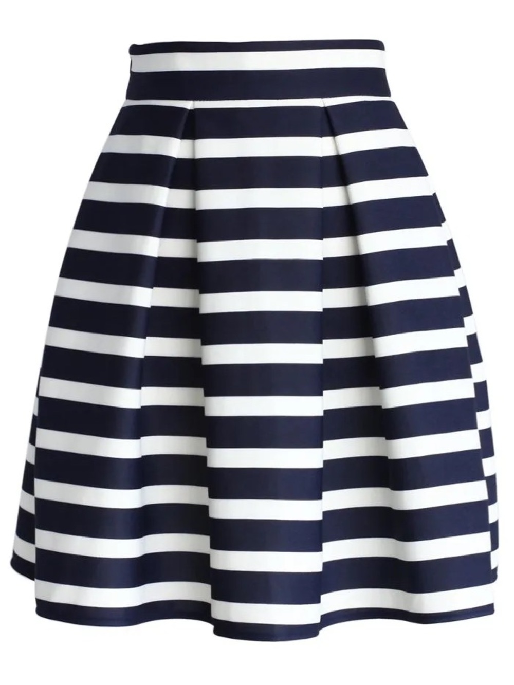 Chicwish Plus Adorable Stripe Pleated Nautical Navy White A-Line Midi Skirt 2X